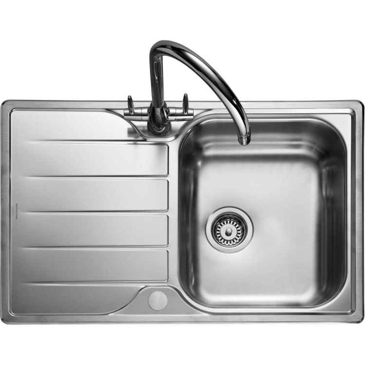 GRADE A1 - Box Opened Rangemaster Michigan 800mm Single Bowl Inset Stainless Steel Kitchen Sink with Reversible Drainer