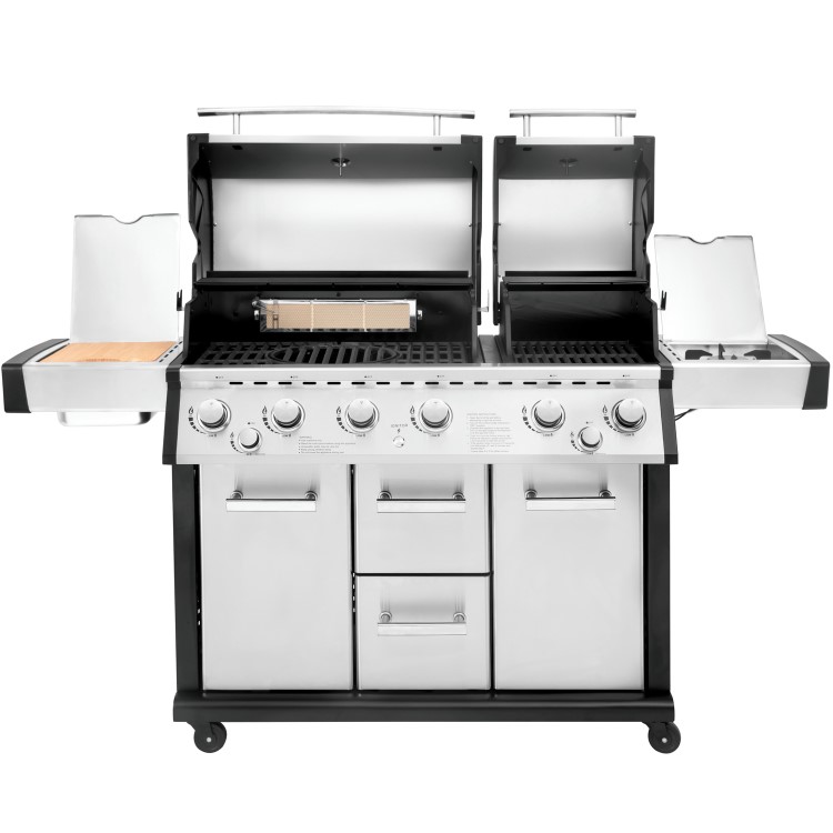 Monster Grill 6 Burner Double Header Gas BBQ - Stainless Steel