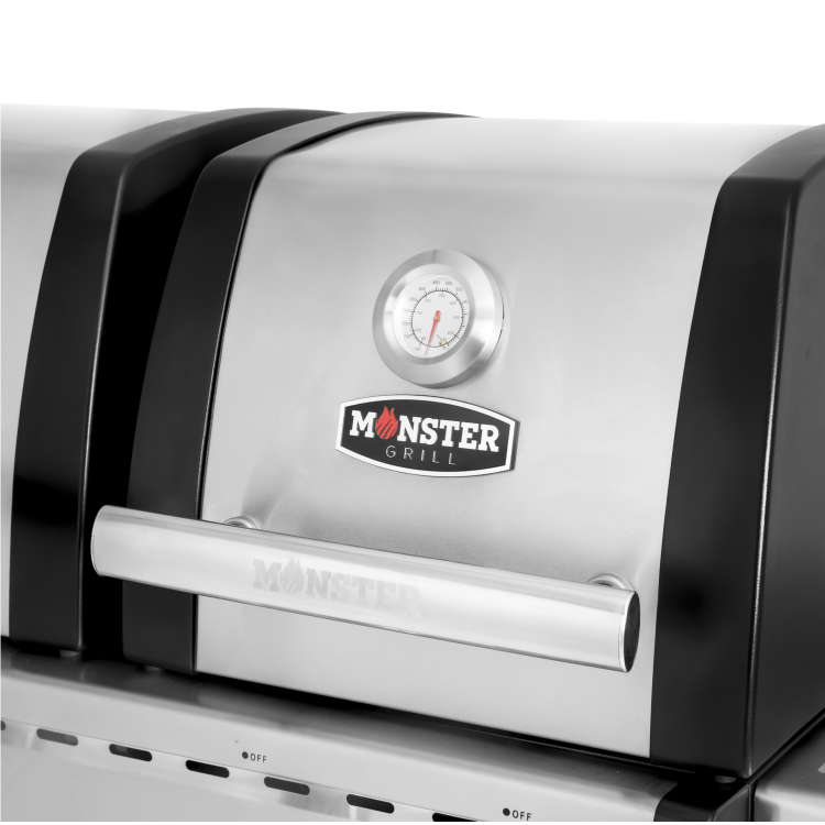 Monster Grill 6 Burner Double Header Gas BBQ - Stainless Steel