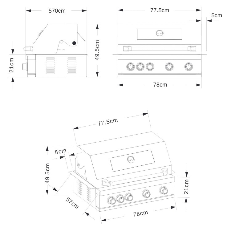 Monster Grill - 4 Burner Integrated Gas BBQ Grill - Stainless Steel