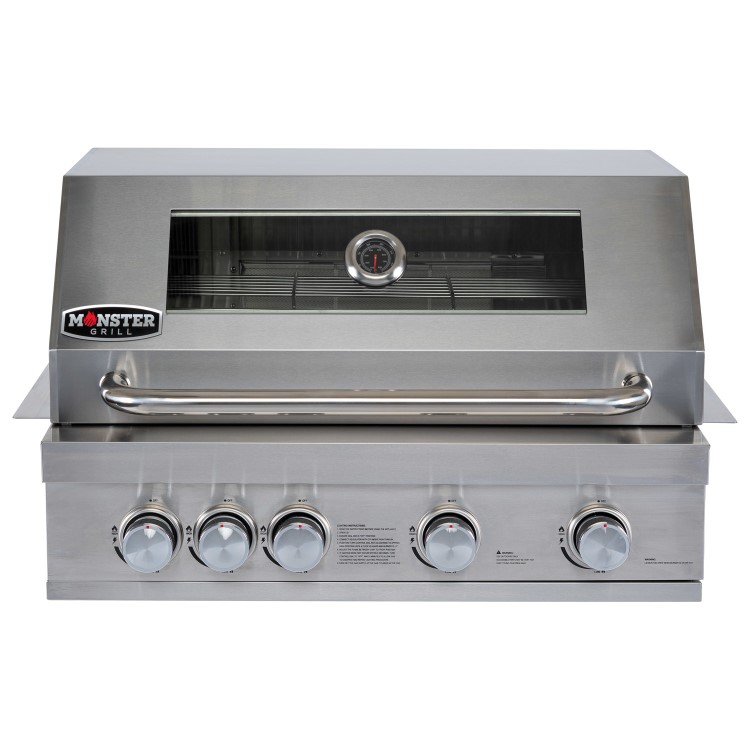 Monster Grill - 4 Burner Integrated Gas BBQ Grill - Stainless Steel