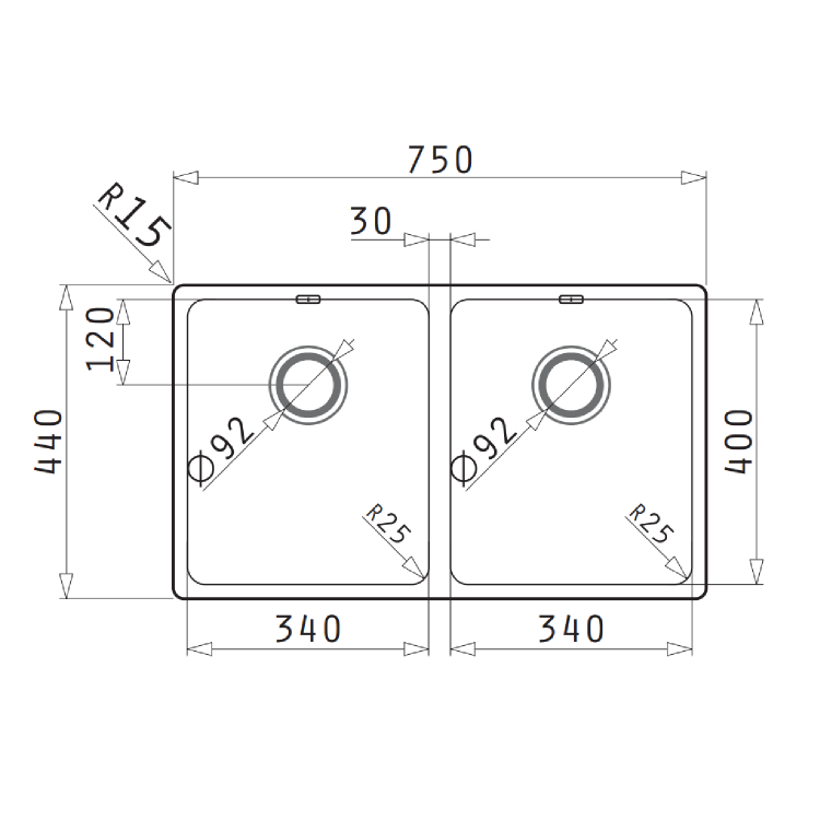 Double Bowl Undermount and Inset Stainless Steal Kitchen Sink - Enza Mia