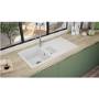 1.5 Bowl White Composite Kitchen Sink with Reversible Drainer- Rocklite Milton