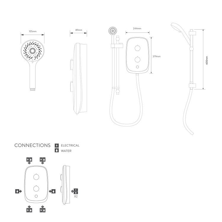 Aqualisa eMOTION 8.5kW Grey Electric Shower