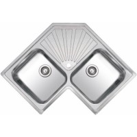 Reginox Montreal Double Bowl Stainless Steel Inset Corner Kitchen Sink