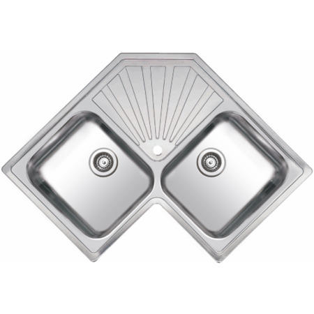 Reginox Montreal Double Bowl Stainless Steel Inset Corner Kitchen Sink