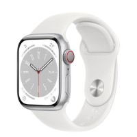 Apple Watch Series 8 GPS + Cellular 41mm Silver Aluminium Case with White Sport Band - Regular