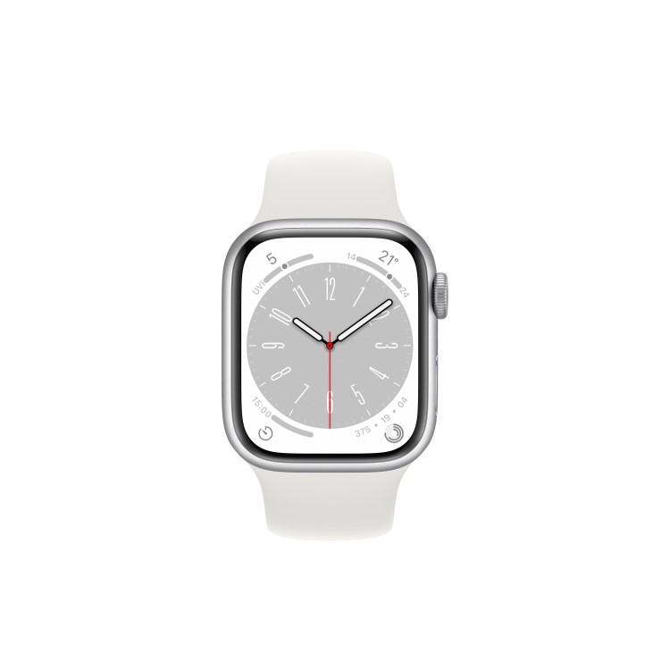 Apple Watch Series 8 GPS + Cellular 41mm Silver Aluminium Case with White Sport Band - Regular