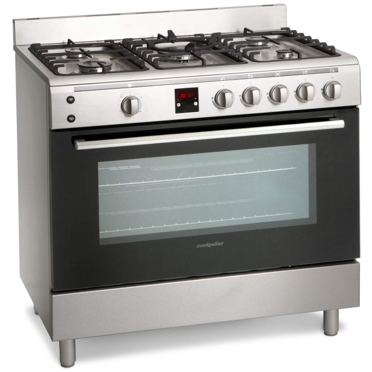 Montpellier MR90GOX 90cm Gas Single Oven Range Cooker Stainless Steel