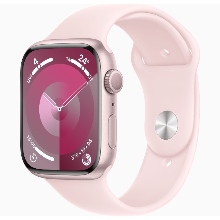 Apple Watch Series 9 GPS 45mm Pink Aluminium Case with Light Pink Sport Band - S/M