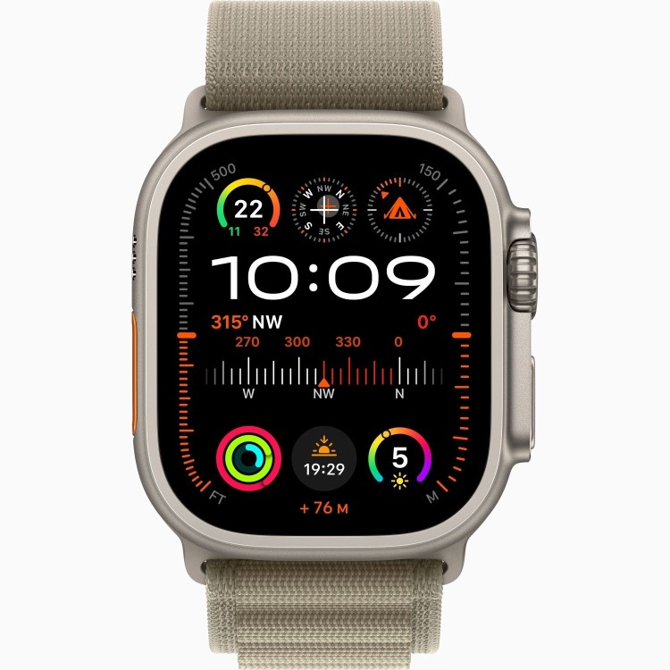 Apple Watch Ultra 2 GPS + Cellular 49mm Titanium Case with Olive Alpine Loop - Small