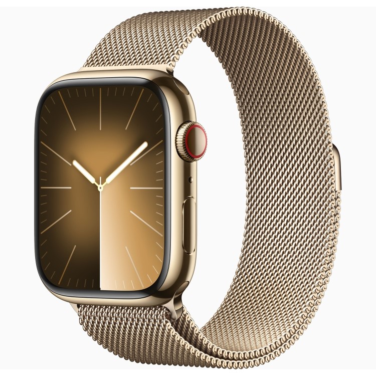 Apple Watch Series 9 GPS + Cellular 41mm Gold Stainless Steel Case with Gold Milanese Loop