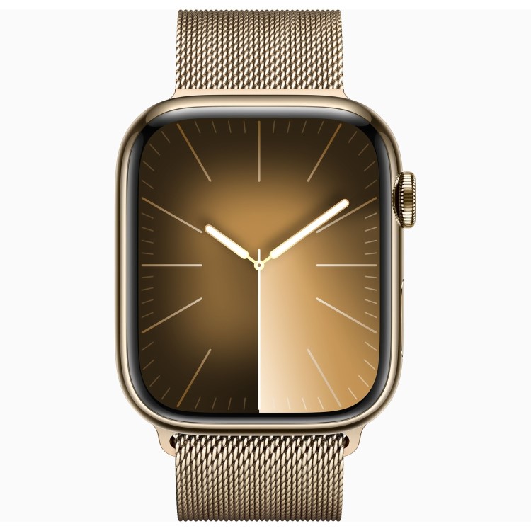 Apple Watch Series 9 GPS + Cellular 41mm Gold Stainless Steel Case with Gold Milanese Loop