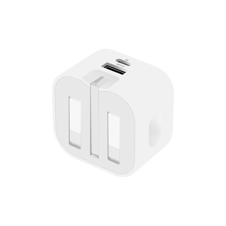 CHARGE-iT Foldable 38W Dual Mains Charger - White