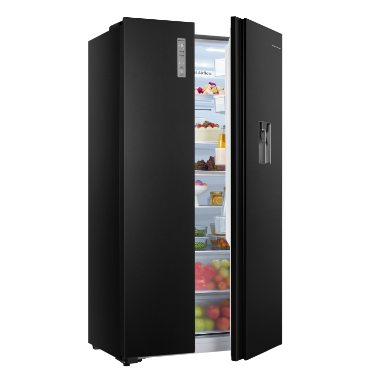 Fridgemaster 519 Litre Side-By-Side American Fridge Freezer - Black