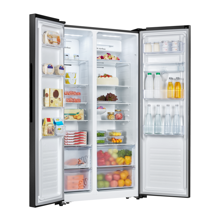 Fridgemaster 519 Litre Side-By-Side American Fridge Freezer - Black