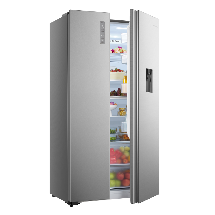 Fridgemaster 519 Litre Side-By-Side American Fridge Freezer - Silver