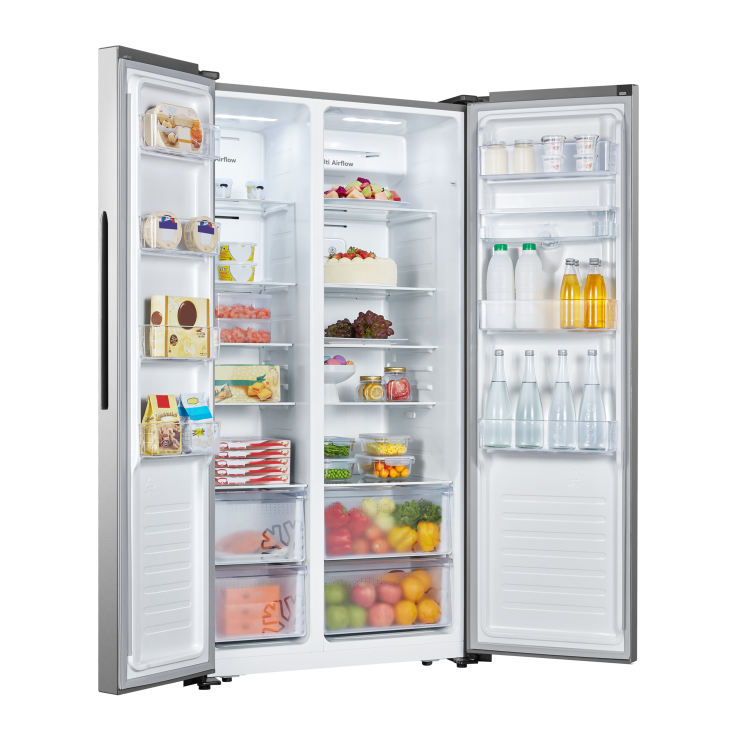 Fridgemaster 519 Litre Side-By-Side American Fridge Freezer - Silver