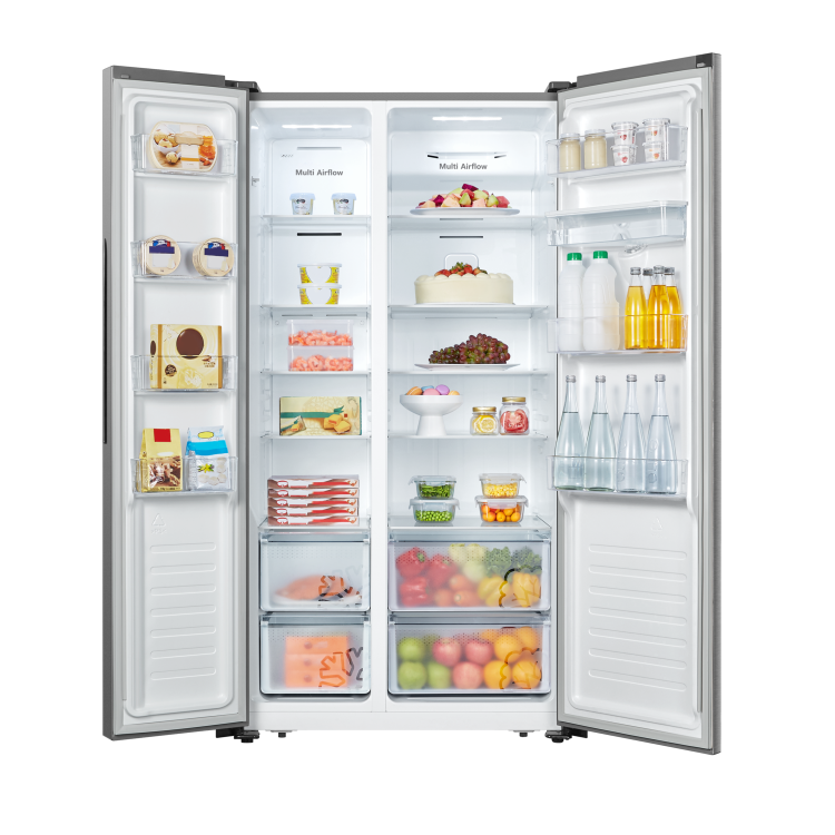 Fridgemaster 519 Litre Side-By-Side American Fridge Freezer - Silver