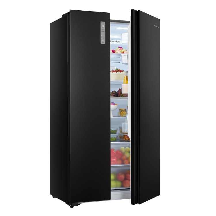 Fridgemaster 519 Litre Side-By-Side American Fridge Freezer - Black