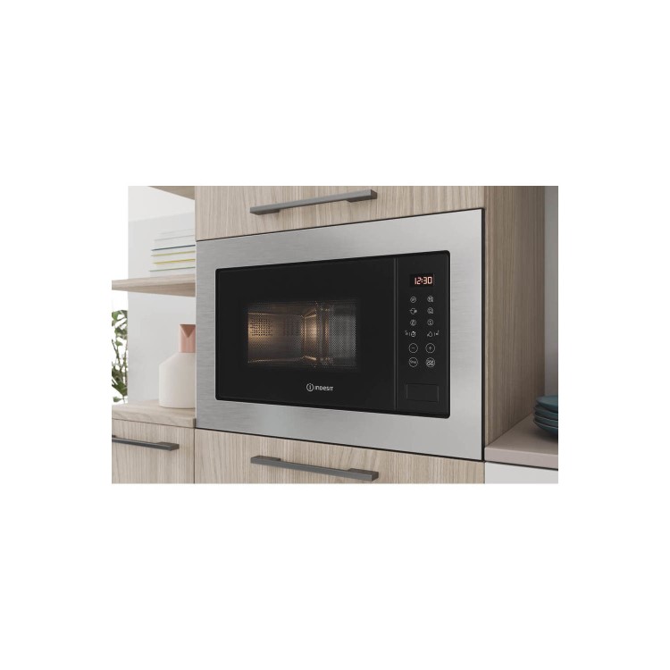 Refurbished Indesit MWI125GX Built In 25L with Grill 900W Microwave Stainless Steel