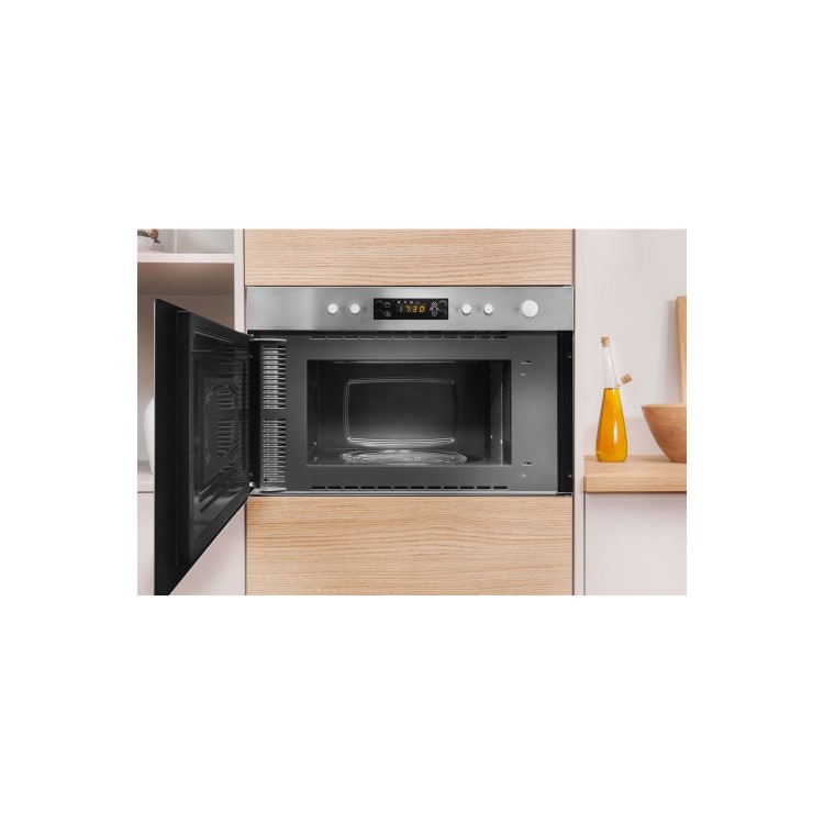 Refurbished Indesit Aria MWI5213IX Built In 22L 700W Microwave Stainless Steel