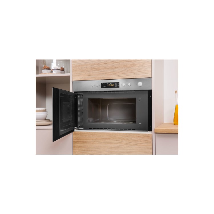 Refurbished Indesit Aria MWI5213IX Built In 22L 700W Microwave Stainless Steel