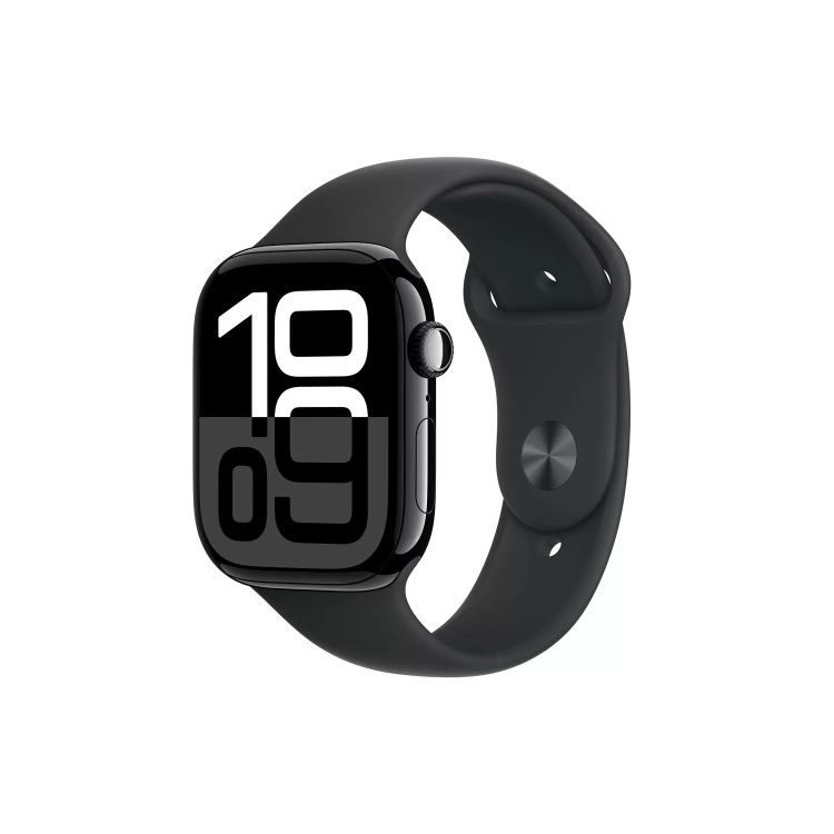 Apple Watch Series 10 GPS 46mm Jet Black Aluminium Case with Black Sport Band - S/M