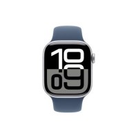 Apple Watch Series 10 GPS + Cellular 46mm Silver Aluminium Case with Denim Sport Band - S/M