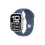 Apple Watch Series 10 GPS + Cellular 46mm Silver Aluminium Case with Denim Sport Band - S/M