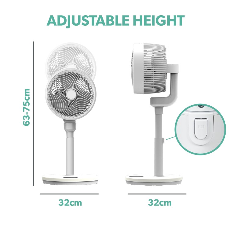 electriQ 9-Inch DC Oscillating Pedestal Fan - Whisper Quiet & Low Energy