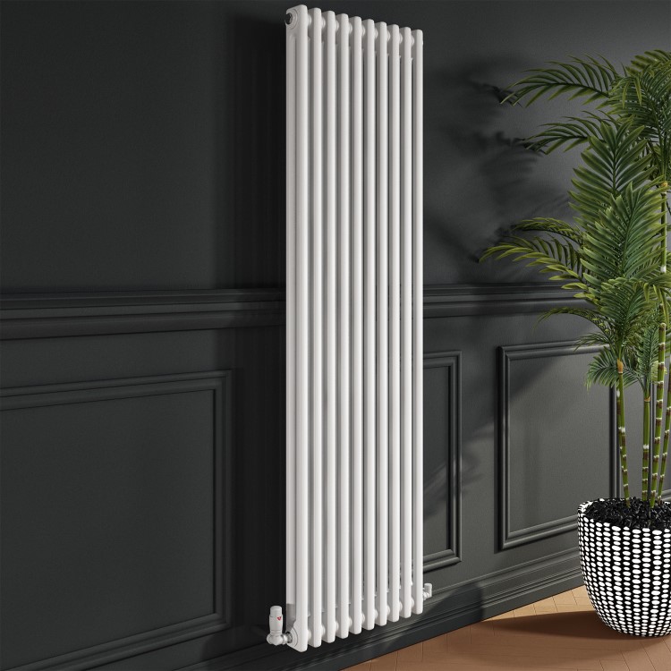 White Vertical 2 Column Traditional Radiator 1600 x 470mm - Nambi