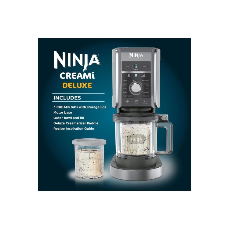 Ninja CREAMi NC501UK Deluxe 10-in-1 Ice Cream and Frozen Drink Maker - Black