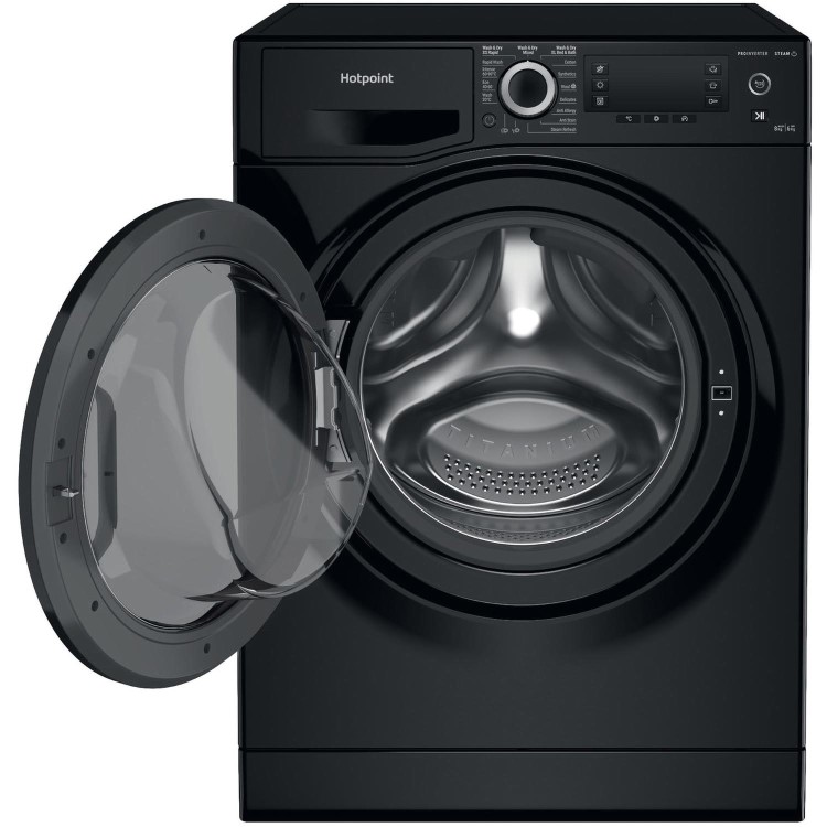 Refurbished Hotpoint NDD8636BDAUK Freestanding 8/6KG 1400 Spin Washer Dryer Black