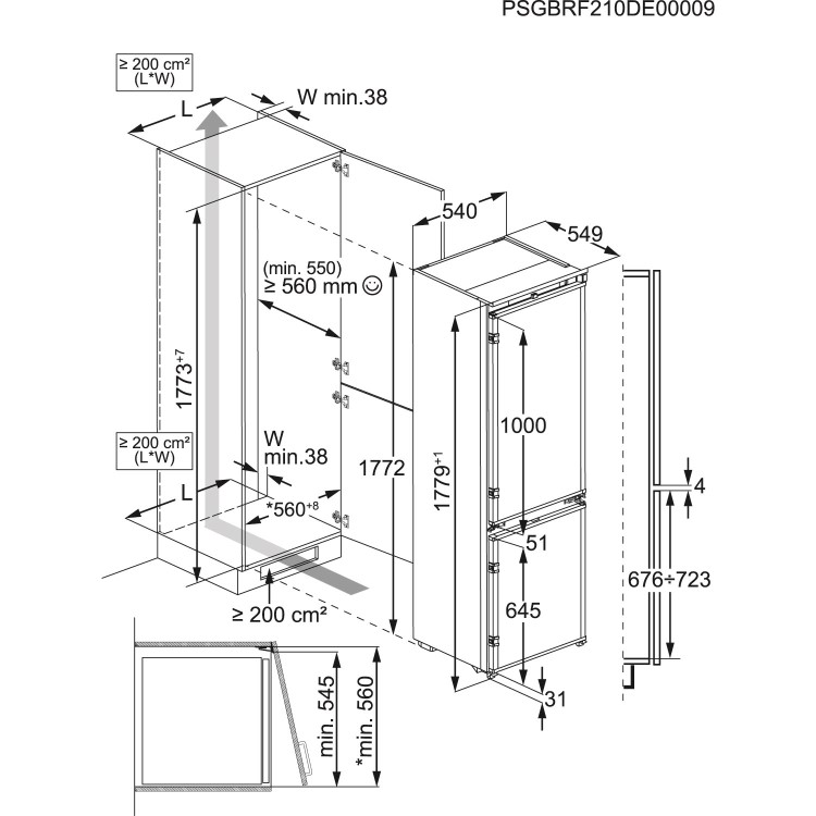 AEG 7000 Series 256 Litre 70/30 Integrated Fridge Freezer