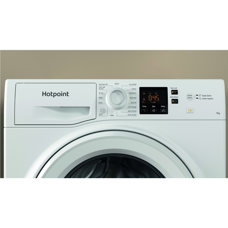 Refurbished Hotpoint NSWM743UWUKN Freestanding 7KG 1400 Spin Washing Machine White