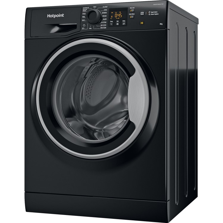 Refurbished Hotpoint NSWM864CBSUKN Freestanding 8KG 1600 Spin Washing Machine Black