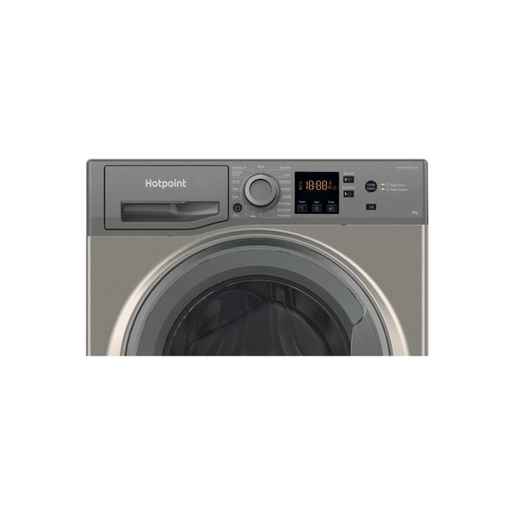 Refurbished Hotpoint NSWM863CGGUKN Freestanding 8KG 1600 Spin Washing Machine With SteamHygiene Graphite