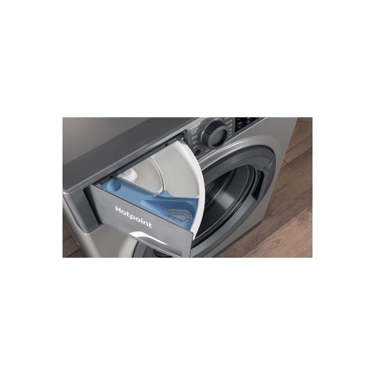 Refurbished Hotpoint NSWM863CGGUKN Freestanding 8KG 1600 Spin Washing Machine With SteamHygiene Graphite