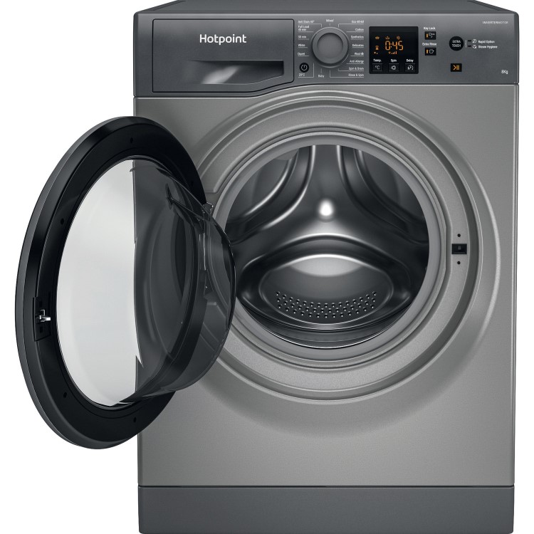 Refurbished Hotpoint NSWM864CGGUKN Freestanding 8KG 1600 Spin Washing Machine Graphite