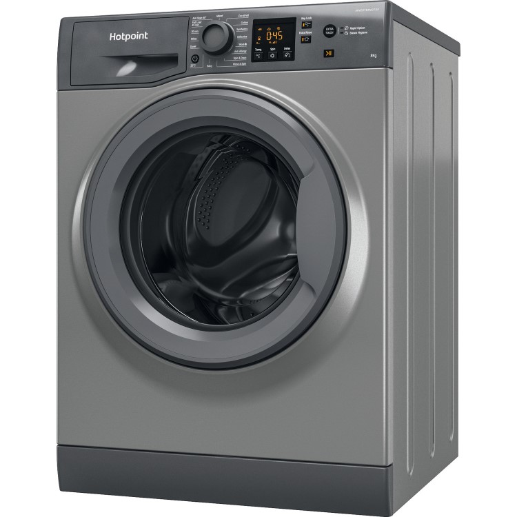 Refurbished Hotpoint NSWM864CGGUKN Freestanding 8KG 1600 Spin Washing Machine Graphite