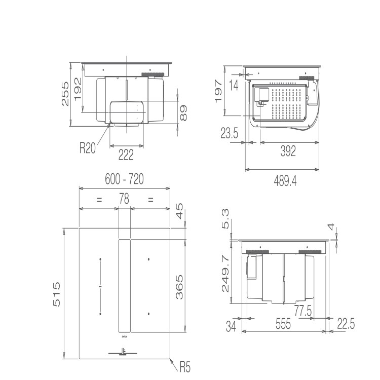 Elica NikolaTesla Fit 72cm Venting Induction Hob with Built-In Extraction