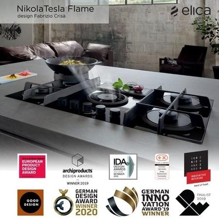 Elica NikolaTesla Flame 88cm Gas Venting Hob Recirculation Only - Black