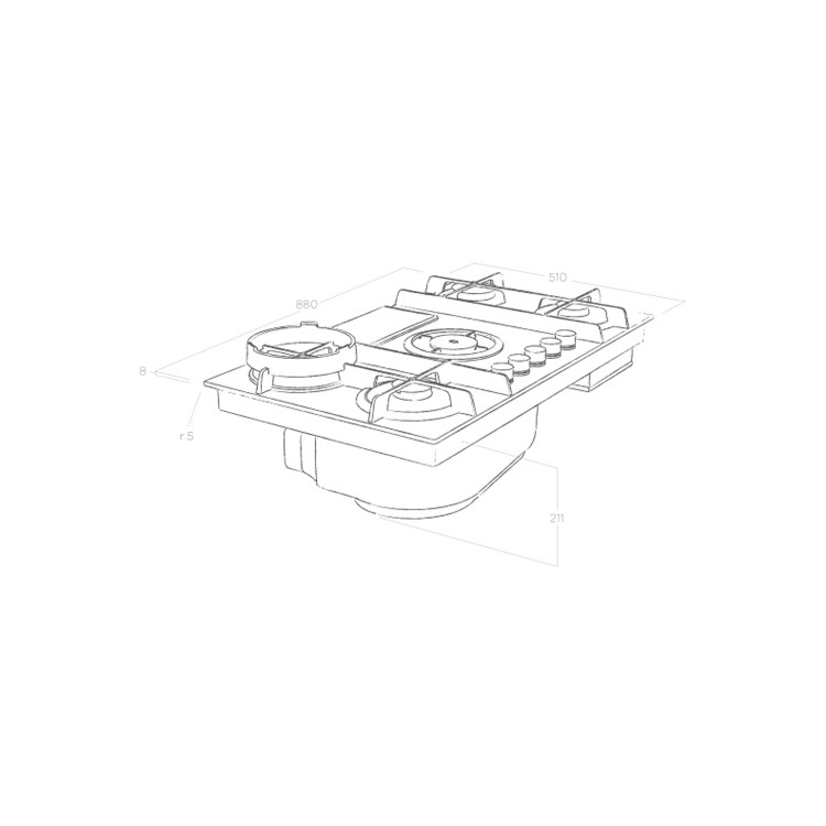 Elica NikolaTesla Flame 88cm Gas Venting Hob Recirculation Only - Black