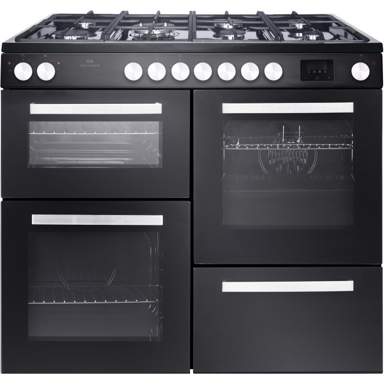 New World 100cm Dual Fuel Range Cooker - Black