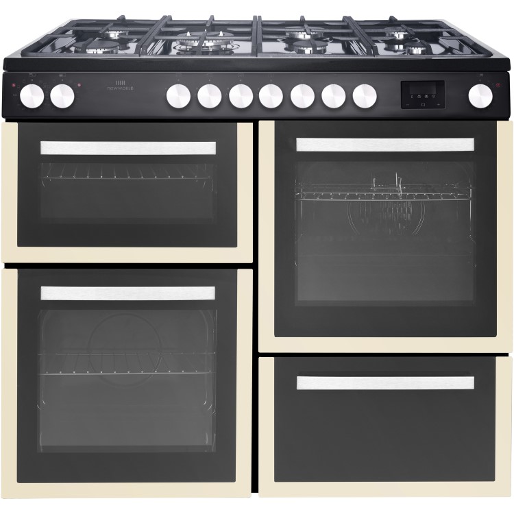 New World 100cm Dual Fuel Range Cooker - Cream