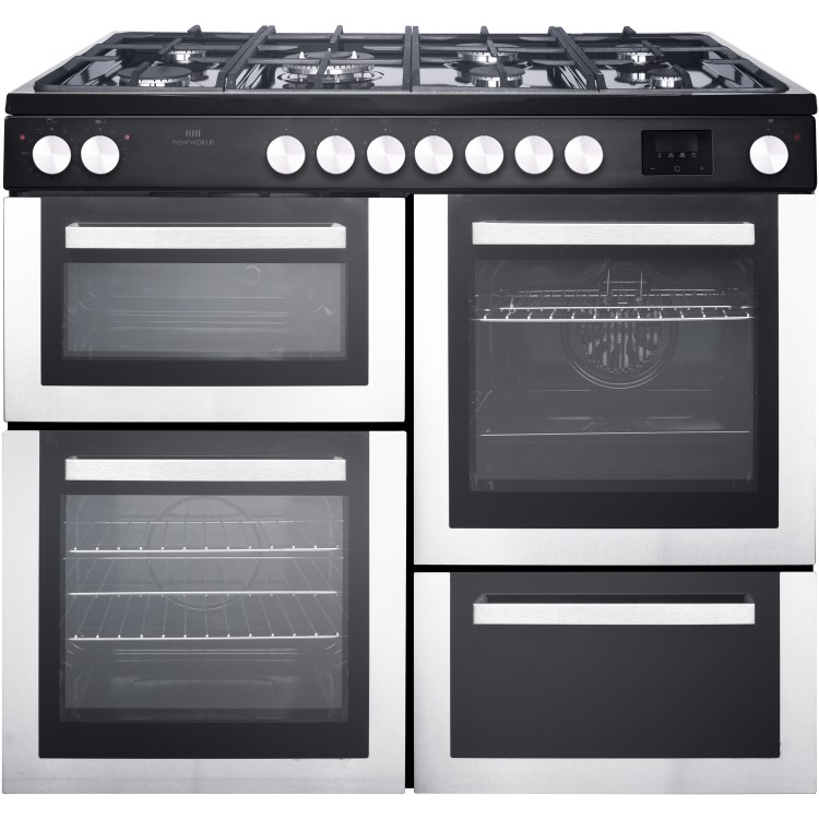 Refurbished New World NW100RCIX 100cm Dual Fuel Range Cooker Stainless Steel