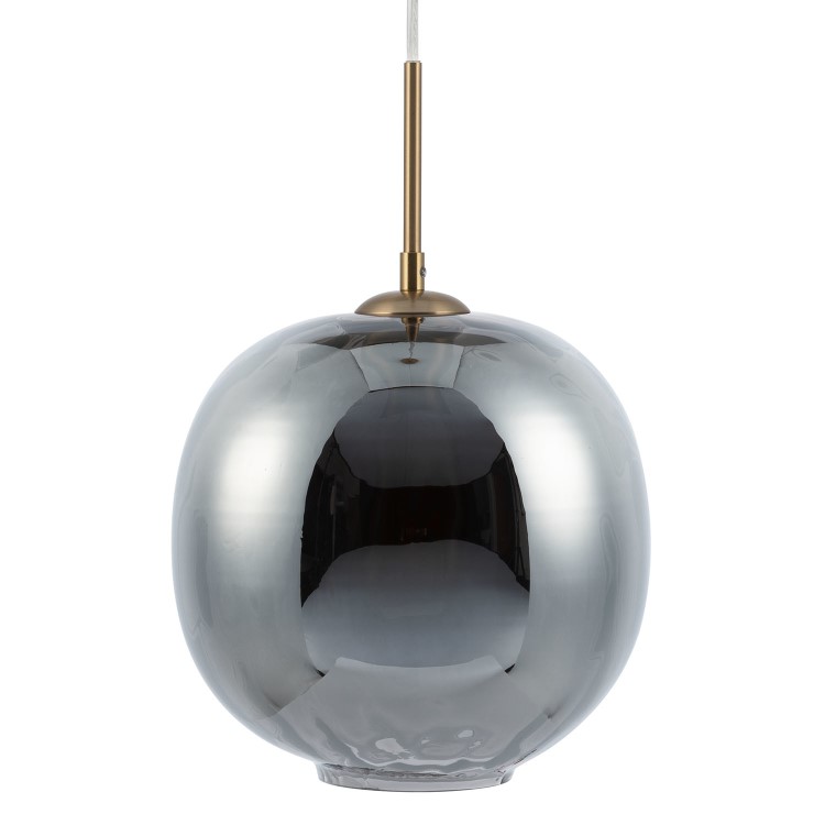 Dark Grey Dimpled Smoked Glass Ceiling Pendant Light - Avellino