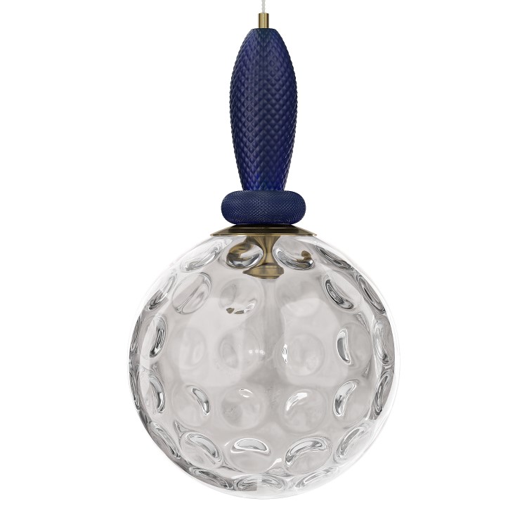 Blue Globe Pendant Ceiling Light with Dimpled Glass Effect - Vercelli