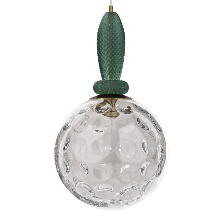 Green Globe Pendant Ceiling Light with Dimpled Glass Effect - Vercelli